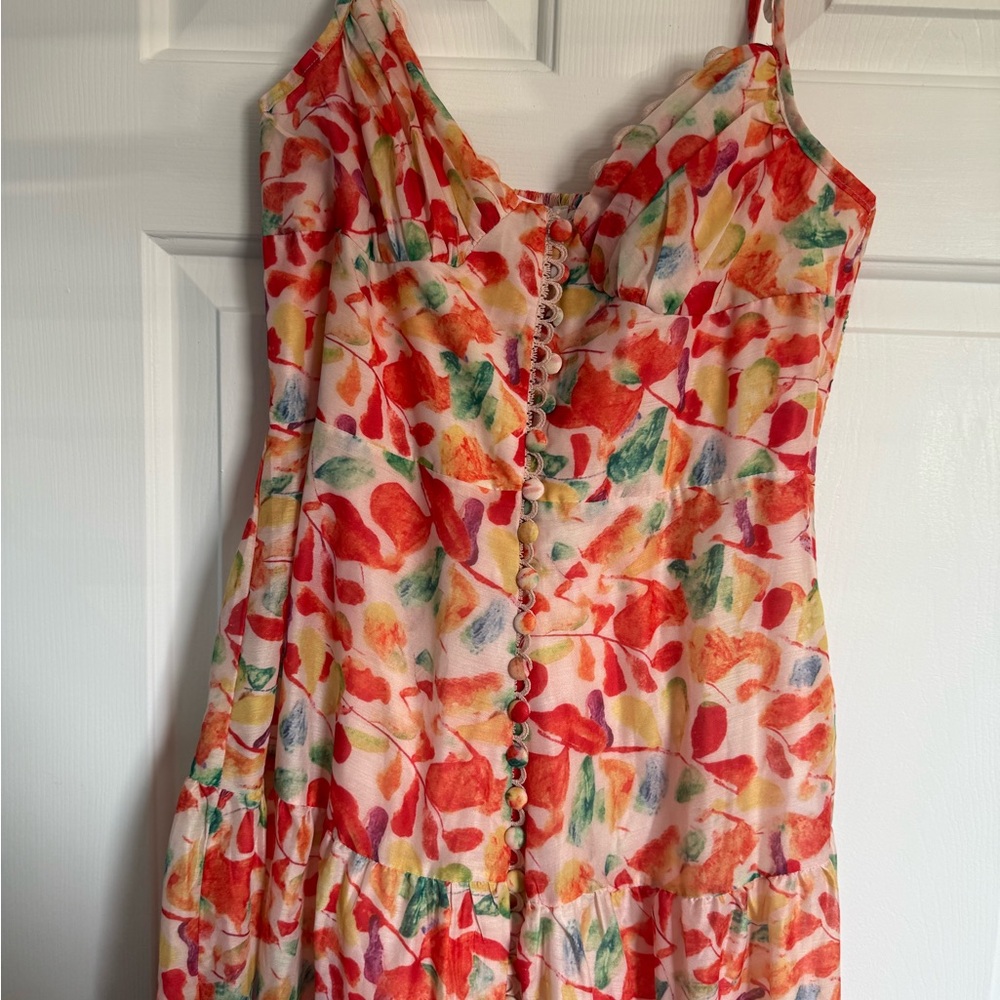 Astr multicolor watercolor print midi dress